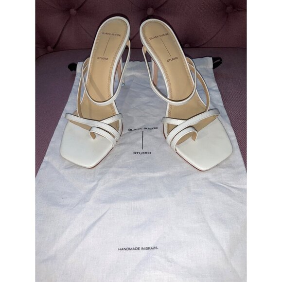 BLACK SUEDE STUDIO Cindy Sandals in White Leather 38 Womens High Heels - Picture 6 of 16